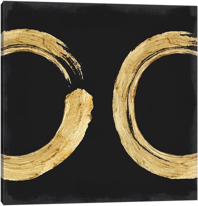 Gold Zen Circle On Black II Canvas Art Print - Minimalist Office