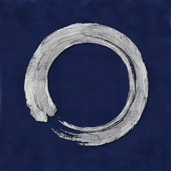 Silver Zen Circle On Blue I