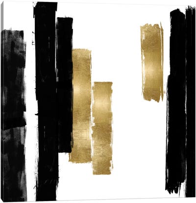 Vertical Black and Gold I Canvas Art Print - Linear Abstract Art