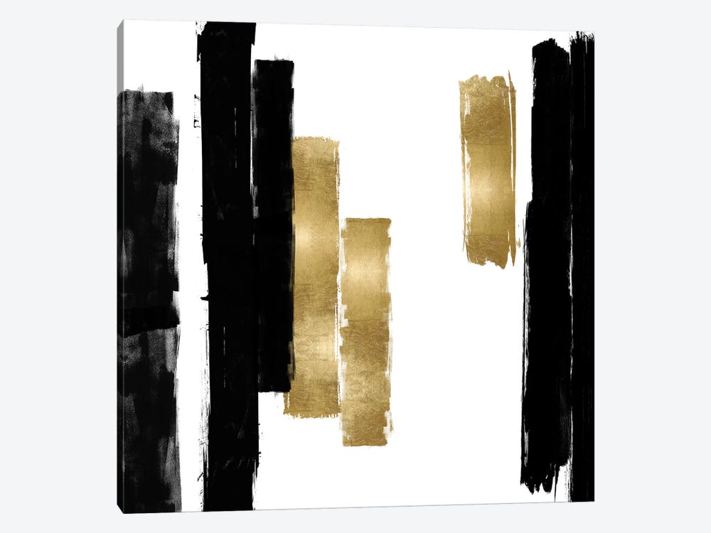 Vertical Black and Gold I by Ellie Roberts 1-piece Canvas Wall Art