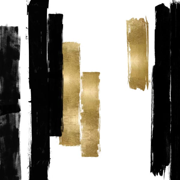 Linear Abstract: Vertical Black and Gold I by Ellie Roberts