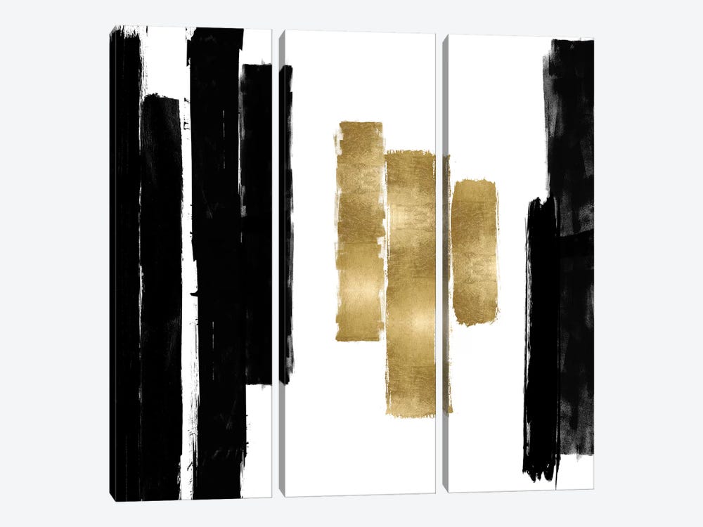 Vertical Black and Gold II by Ellie Roberts 3-piece Art Print