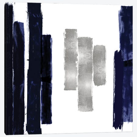 Vertical Blue and Silver II Canvas Print #ERO138} by Ellie Roberts Canvas Wall Art