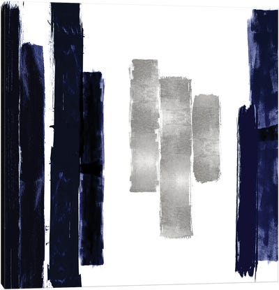 Vertical Blue and Silver II Canvas Art Print