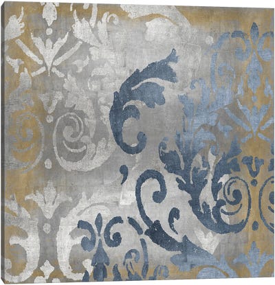 Damask in Silver and Gold I Canvas Art Print - Damask Patterns