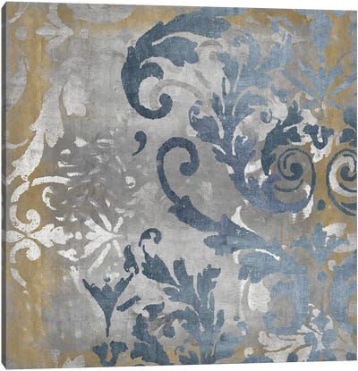 Damask in Silver and Gold II Canvas Art Print - Damask Patterns