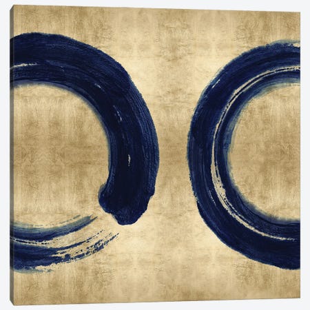 Blue Zen Circle on Gold II Canvas Print #ERO146} by Ellie Roberts Canvas Artwork