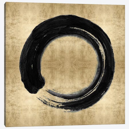 Black Zen Circle on Gold I Canvas Print #ERO147} by Ellie Roberts Canvas Art