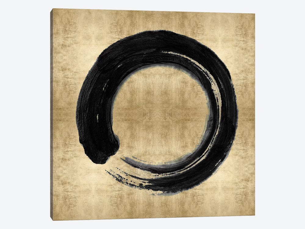 Black Zen Circle on Gold I by Ellie Roberts 1-piece Art Print