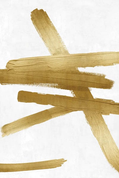 Minimalist Paintings: Crossroads Gold II by Ellie Roberts