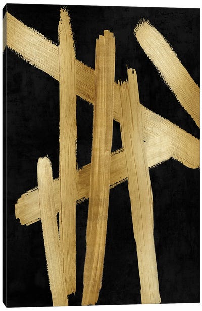 Crossroads Gold on Black I Canvas Art Print - Minimalist Kitchen Art