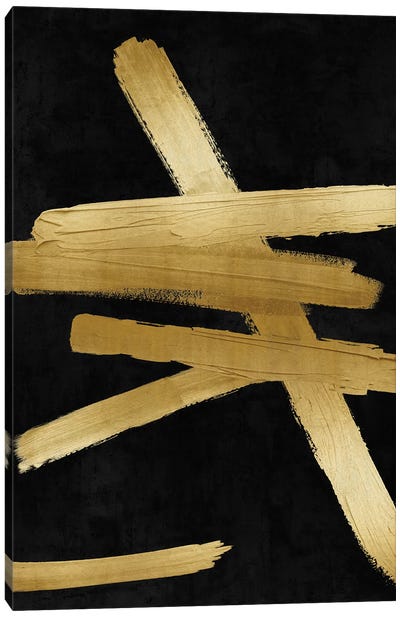 Crossroads Gold on Black II Canvas Art Print - Minimalist Kitchen Art