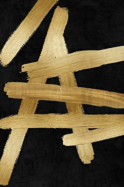 Minimalist Paintings: Crossroads Gold on Black III by Ellie Roberts