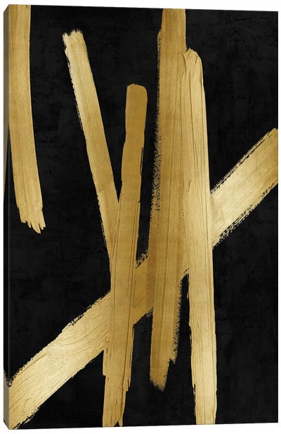 Crossroads Gold on Black IV Canvas Art Print - Minimalist Kitchen Art