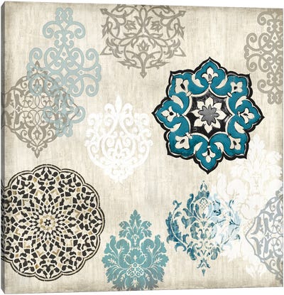 Decorative Blue Ornaments I Canvas Art Print - Damask Patterns
