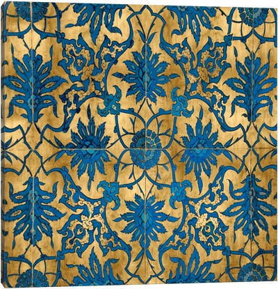 Ornate In Gold And Blue Canvas Art Print - Damask Patterns