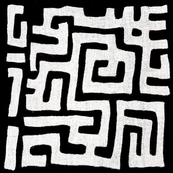 Black & White Patterns: Mudcloth Black Geometric Design I by Ellie Roberts