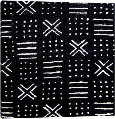 Mudcloth Black Geometric Design III Canvas Art Print - Black & White Patterns
