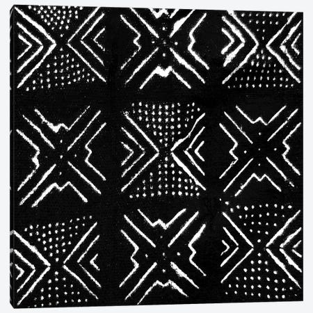 Mudcloth Black Geometric Design V Canvas Print #ERO92} by Ellie Roberts Canvas Print
