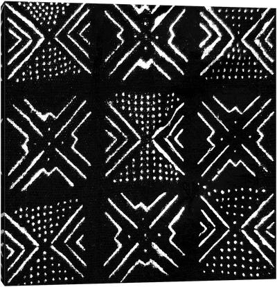 Mudcloth Black Geometric Design V Canvas Art Print - Black & White Patterns