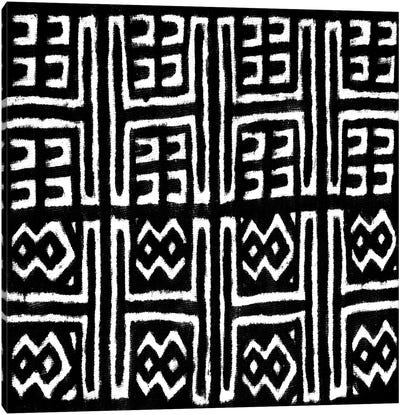 Mudcloth Black Geometric Design VII Canvas Art Print - Tribal Patterns