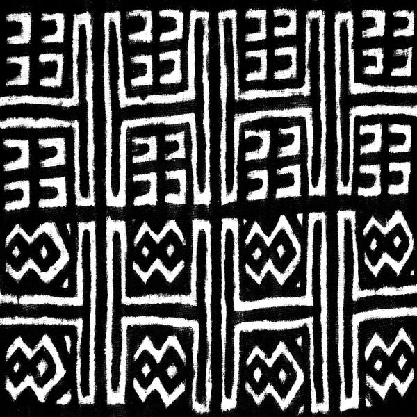 Black & White Patterns: Mudcloth Black Geometric Design VII by Ellie Roberts