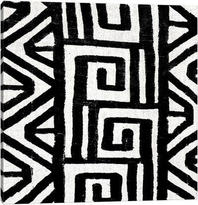 Mudcloth Black Geometric Design VIII Canvas Art Print - Black & White Patterns