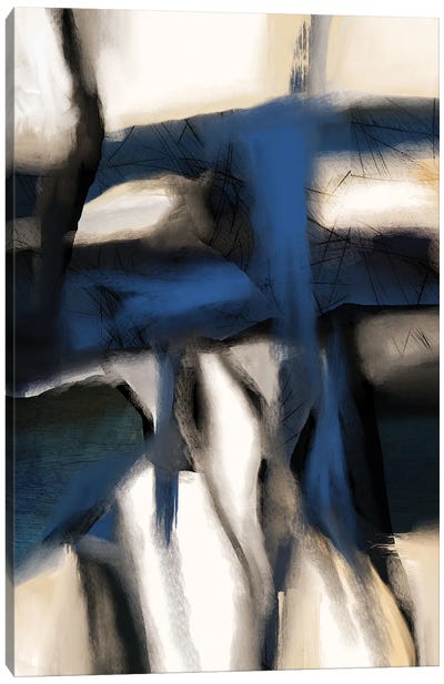 Rhapsody In Blue Canvas Art Print - Abstract Bathroom Art