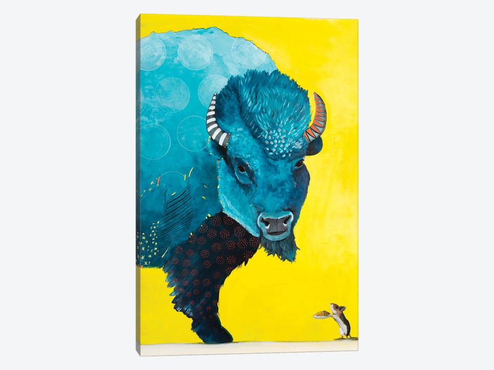 Blue Bison by Emily Reid 1-piece Canvas Art Print