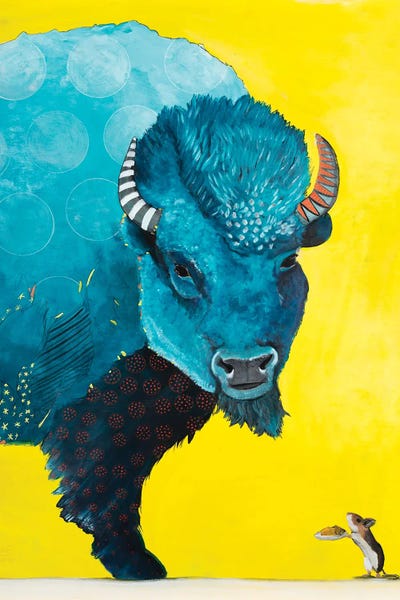 Folksy Fauna: Blue Bison by Emily Reid