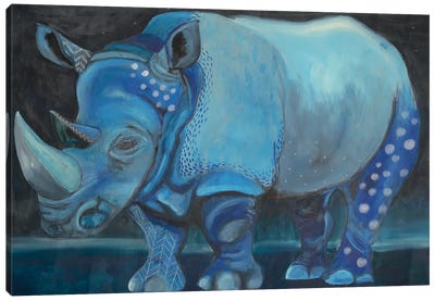 Blue Rhino Canvas Art Print - Embellished Animals