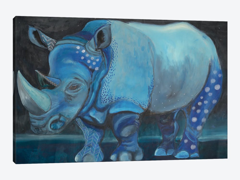 Blue Rhino by Emily Reid 1-piece Canvas Art Print