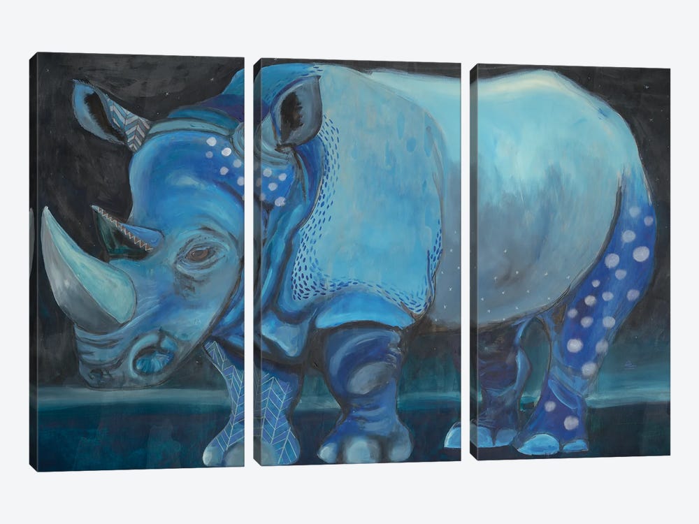 Blue Rhino by Emily Reid 3-piece Canvas Print