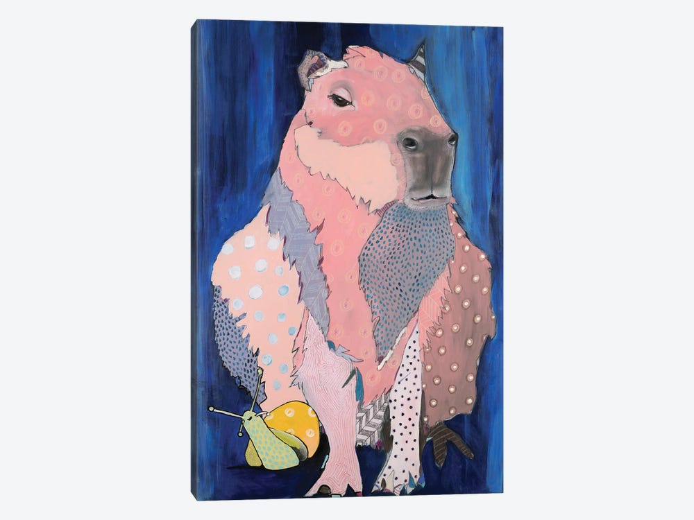 Capybara And Snail by Emily Reid 1-piece Canvas Artwork