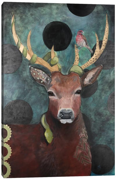 Deer And Friends Canvas Art Print - Folksy Fauna