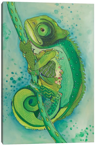 Jillian The Chameleon Canvas Art Print - Monochromatic Moments