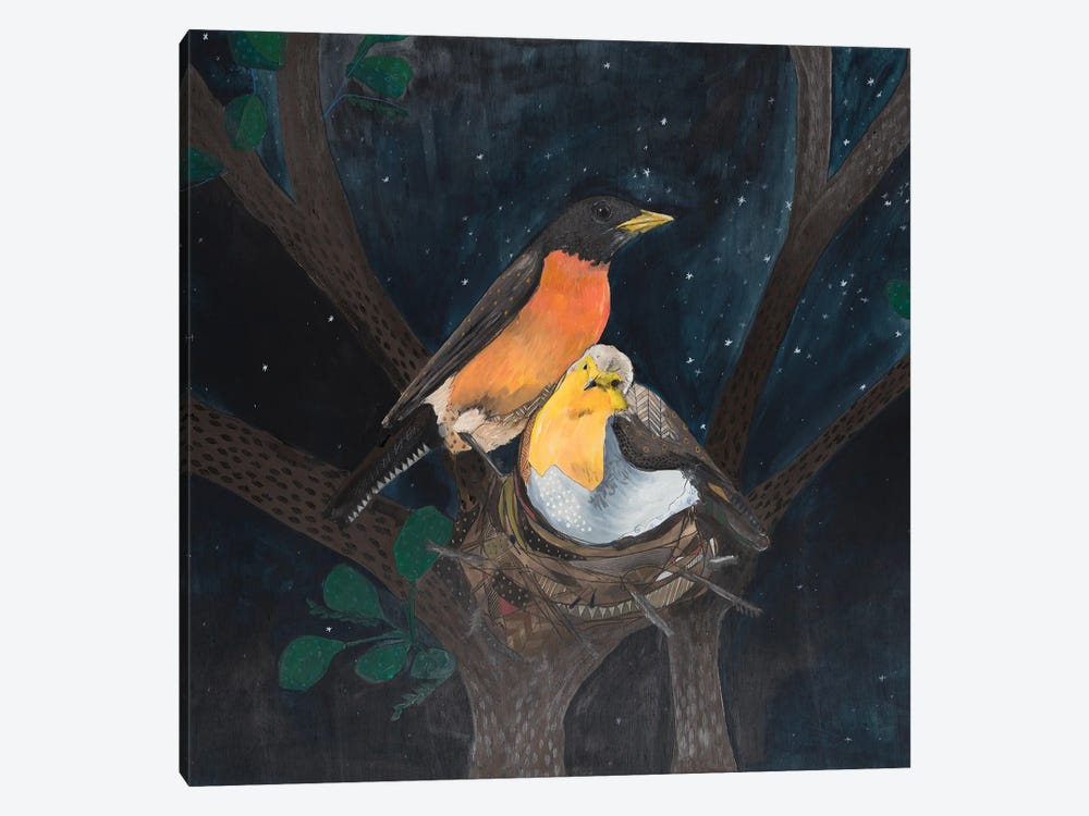 Robins In Nest by Emily Reid 1-piece Canvas Art Print