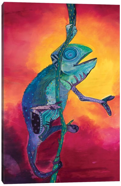 Singing Chameleon Canvas Art Print - Emily Reid