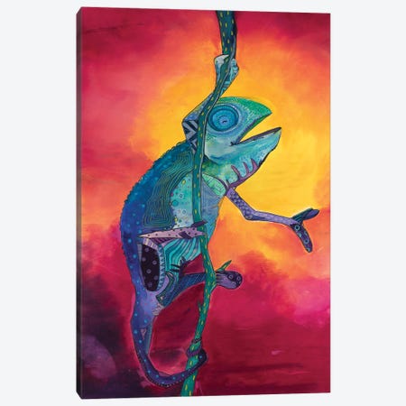 Singing Chameleon Canvas Print #ERZ33} by Emily Reid Canvas Artwork