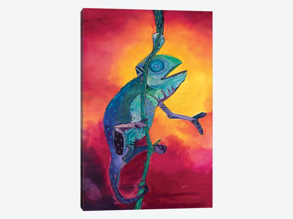 Singing Chameleon by Emily Reid 1-piece Art Print