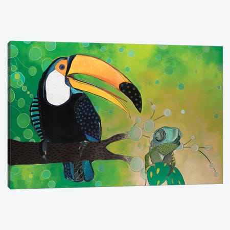 Toucan And Chameleon Canvas Print #ERZ36} by Emily Reid Canvas Art Print