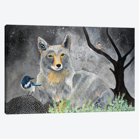 Wolf And Birds Canvas Print #ERZ37} by Emily Reid Canvas Print
