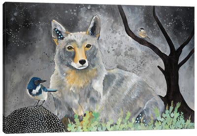 Wolf And Birds Canvas Art Print - Folksy Fauna
