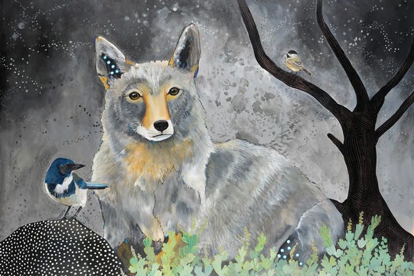 Emily Reid: Wolf And Birds by Emily Reid