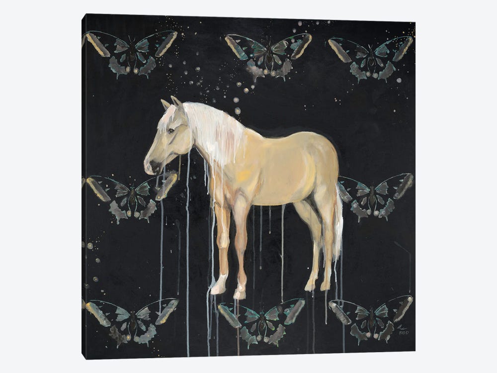 Mustang Horse And Butterflies by Emily Reid 1-piece Canvas Art Print