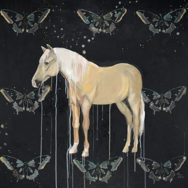 Emily Reid: Mustang Horse And Butterflies by Emily Reid