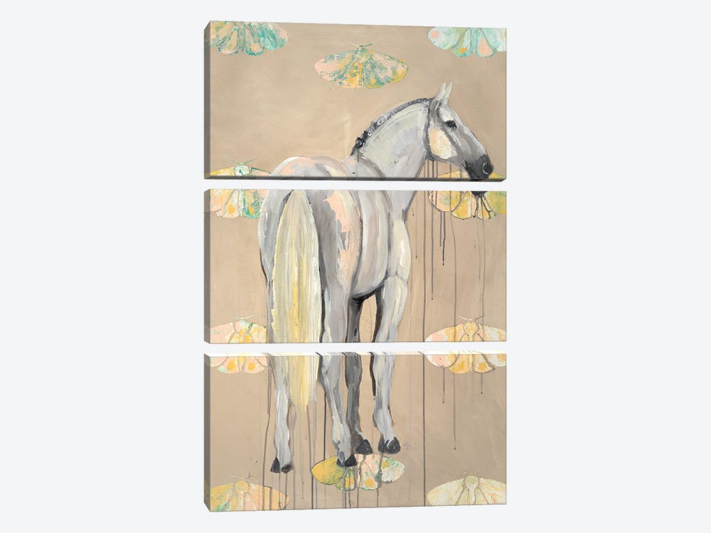 Horse With Moths by Emily Reid 3-piece Canvas Wall Art
