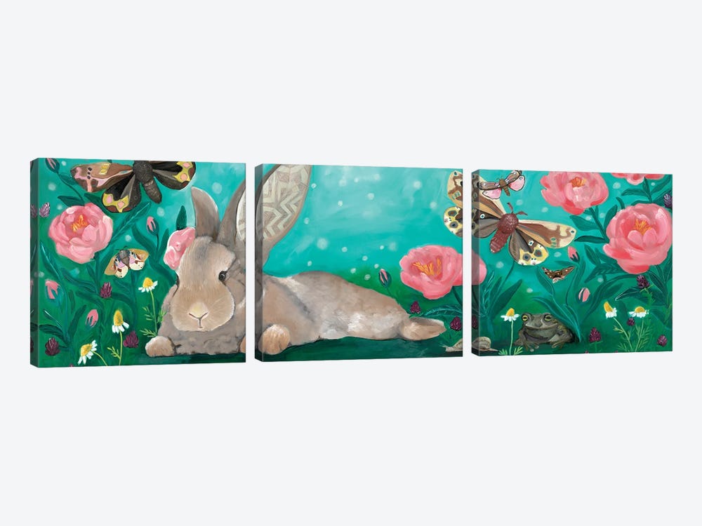 Rabbit Gathering by Emily Reid 3-piece Canvas Print