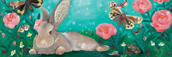 Butterflies and Flowers: Rabbit Gathering by Emily Reid