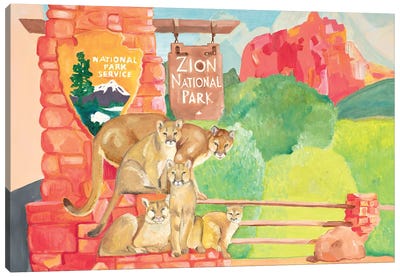 Zion National Park Canvas Art Print - Cougars